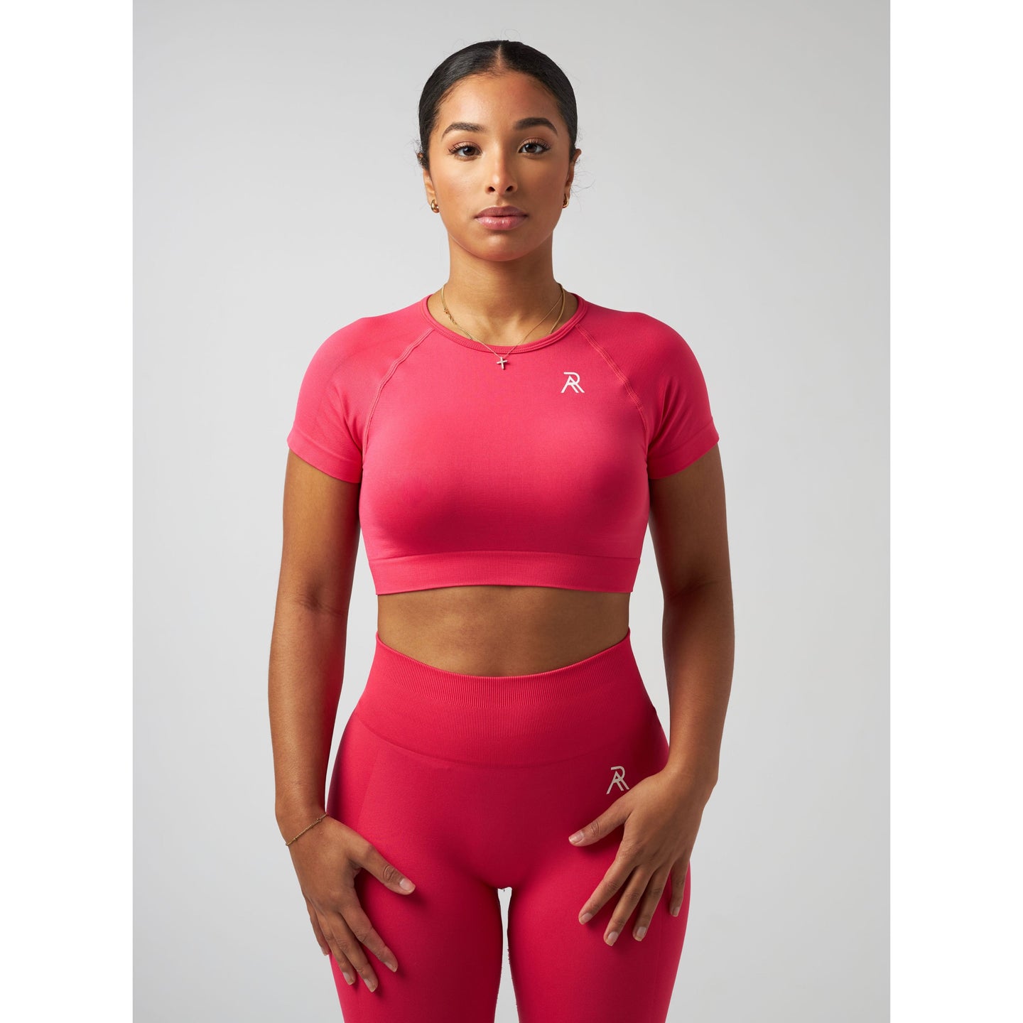 Elegant signature crop top designed for sophisticated casual wear.